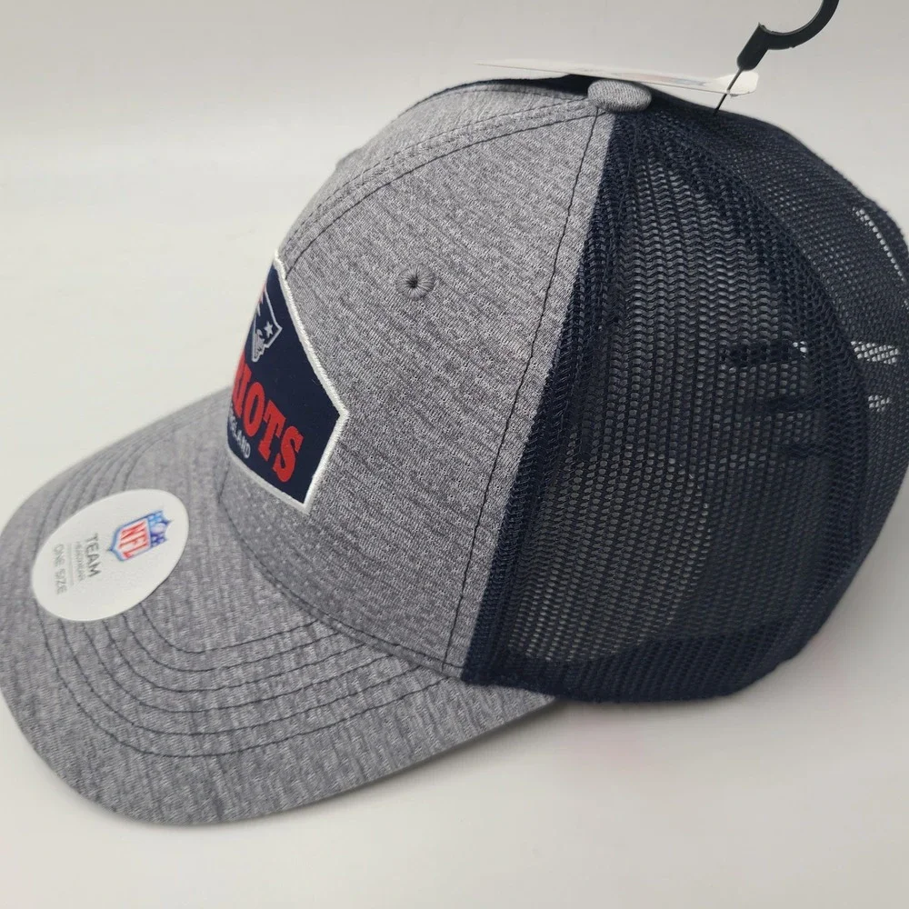 New England Patriots Hat Adjustable Trucker Mesh NFL Team Apparel Gray Blue Men‎